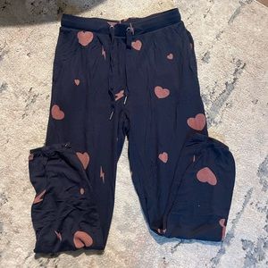 White Crow Blue and Pink Heart and Lightning Bolt Joggers with Pockets
